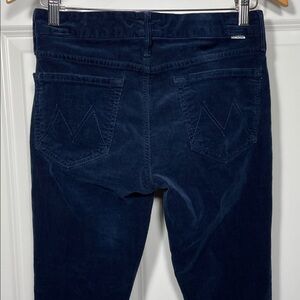 Mother The Looker Crop Corduroy Pants Size 27 Blue Skinny Low Rise